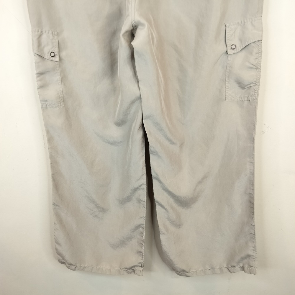 Sigrid Olsen Silk Cargo Pants Medium Womens Cropped Lightweight Neutral - Picture 9 of 11